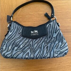 Coach Zebra Print Black and Gray Shoulder Bag